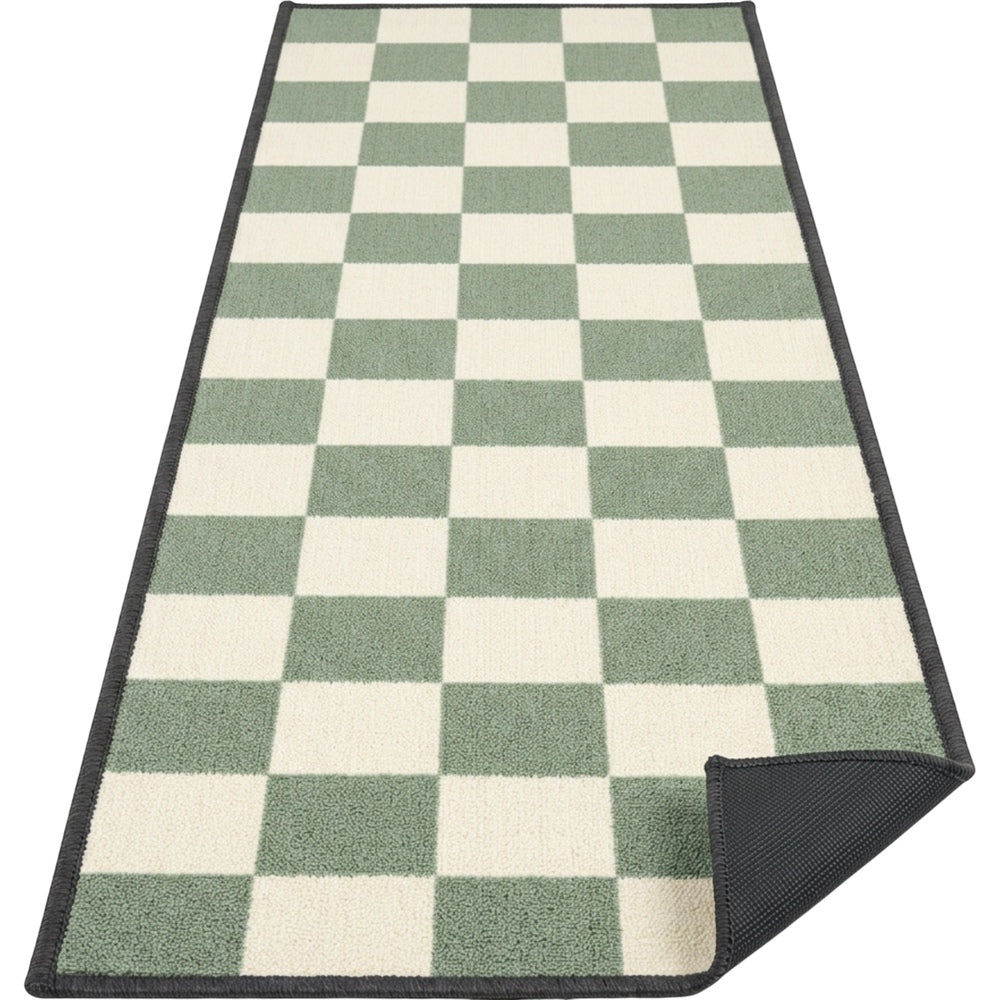 Roomg Low-Pile Kitchen Runner Mat 50 x 150 cm Sage Cream Checker - Product view