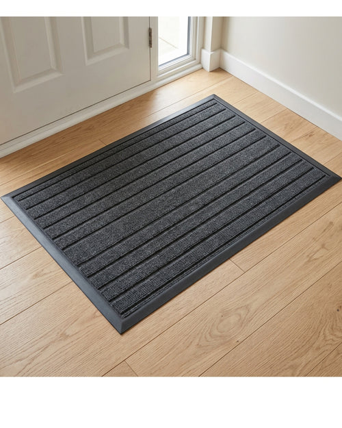 Roomg Ribbed Recycled PET Entry Mat 60 x 90 cm Charcoal - Lifestyle view